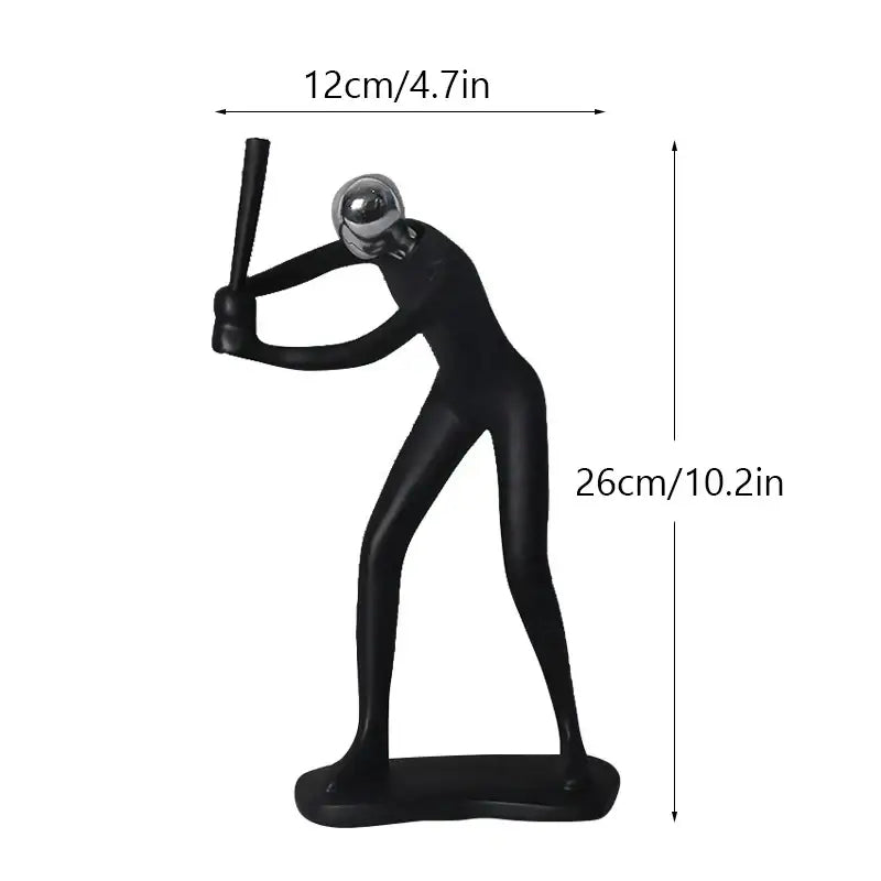 Abstract athlete statue sculpture – black & silver office decor