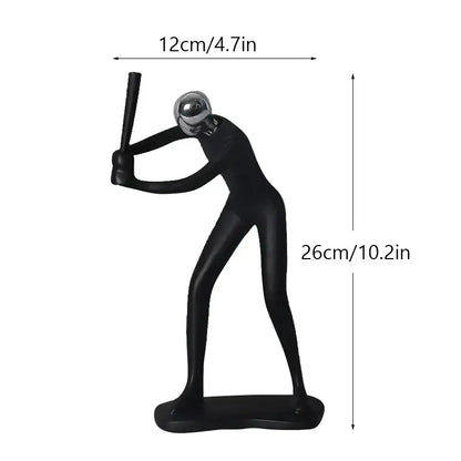 Abstract athlete statue sculpture – black & silver office decor