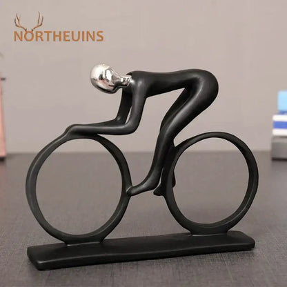 Abstract athlete statue sculpture – black & silver office decor