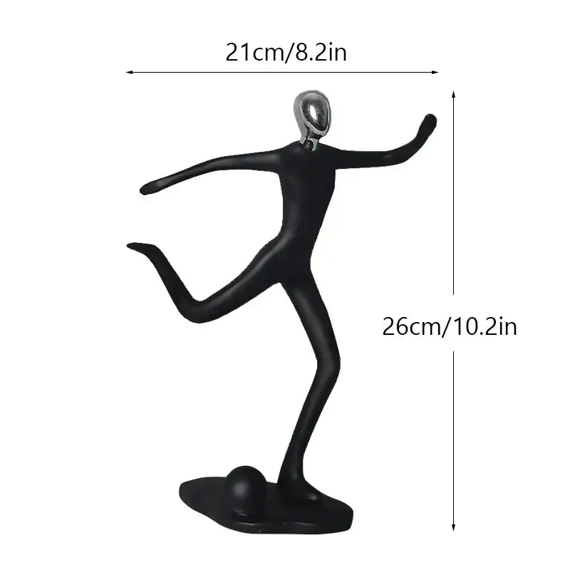 Abstract athlete statue sculpture – black & silver office decor