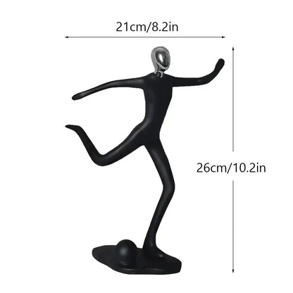 Abstract athlete statue sculpture – black & silver office decor