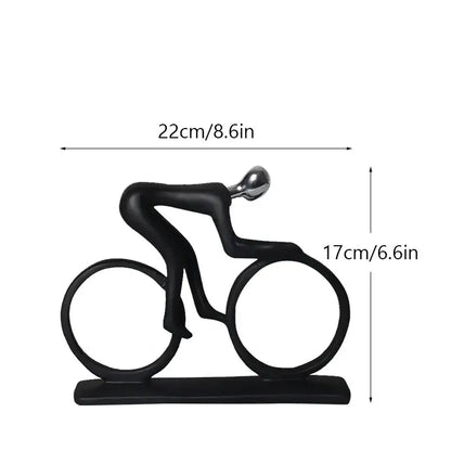 Abstract athlete statue sculpture – black & silver office decor