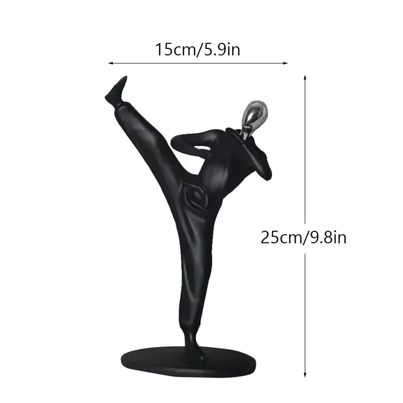 Abstract athlete statue sculpture – black & silver office decor