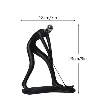 Abstract athlete statue sculpture – black & silver office decor