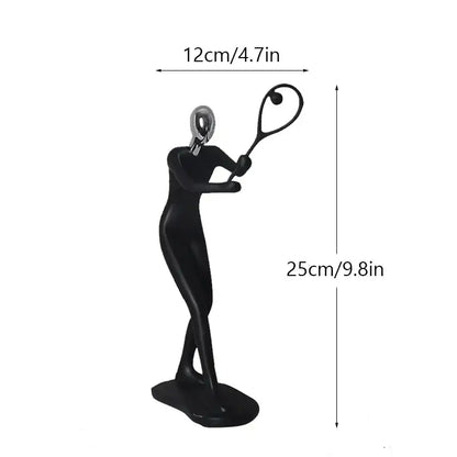 Abstract athlete statue sculpture – black & silver office decor