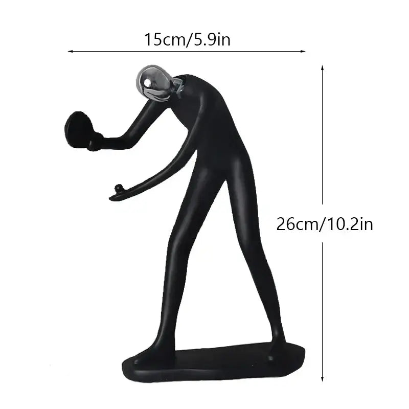 Abstract athlete statue sculpture – black & silver office decor
