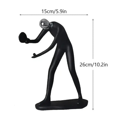 Abstract athlete statue sculpture – black & silver office decor