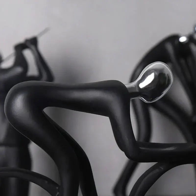 Abstract athlete statue sculpture – black & silver office decor