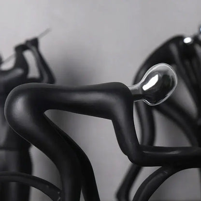 Abstract athlete statue sculpture – black & silver office decor
