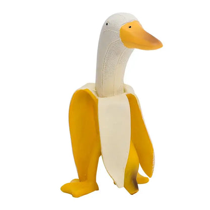 Whimsical white & yellow abstract banana duck sculpture living room decor