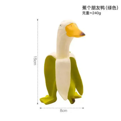 Whimsical white & yellow abstract banana duck sculpture living room decor