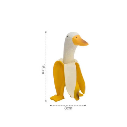 Whimsical white & yellow abstract banana duck sculpture living room decor