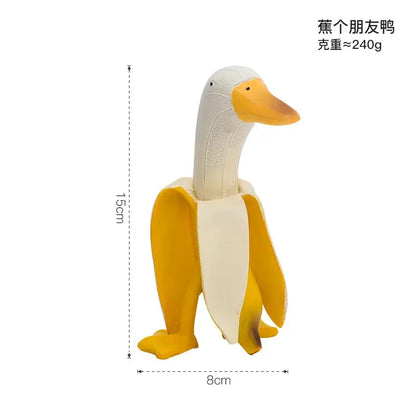 Whimsical white & yellow abstract banana duck sculpture living room decor