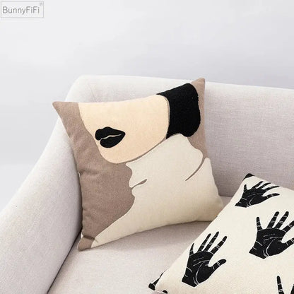 Modern abstract beige coffee brown cushion cover living room decor