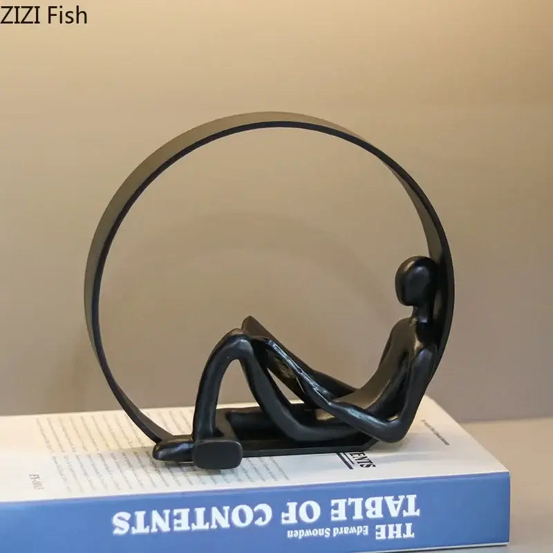 Minimalist abstract black characters sculpture bedroom desk decor