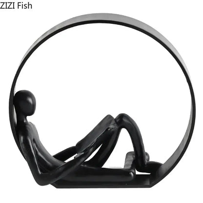 Minimalist abstract black characters sculpture bedroom desk decor