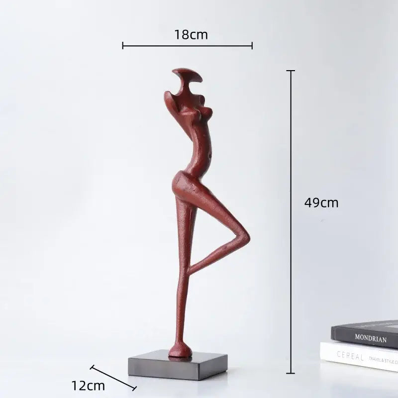 Abstract red resin female figure sculpture living room decor