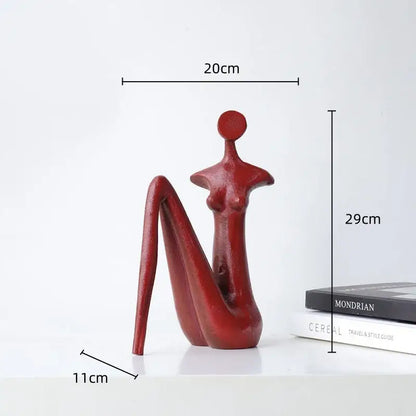 Abstract red resin female figure sculpture living room decor