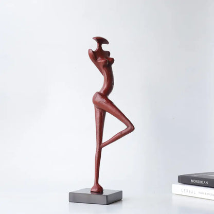 Abstract red resin female figure sculpture living room decor