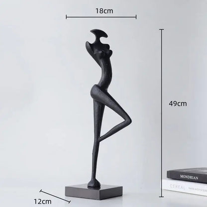 Abstract red resin female figure sculpture living room decor