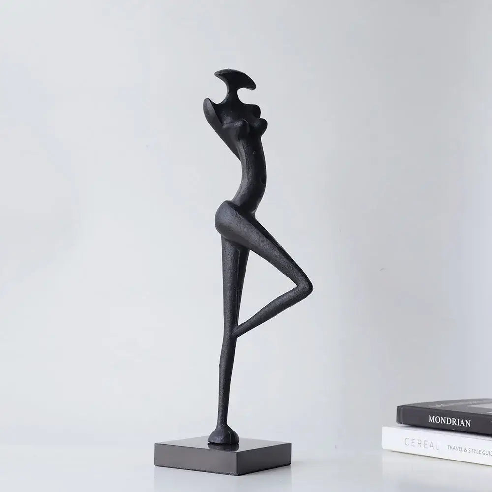 Abstract red resin female figure sculpture living room decor