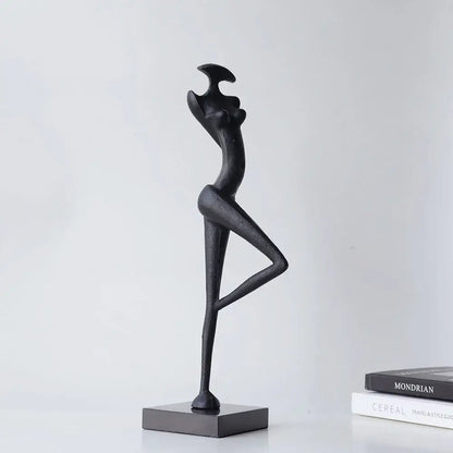 Abstract red resin female figure sculpture living room decor