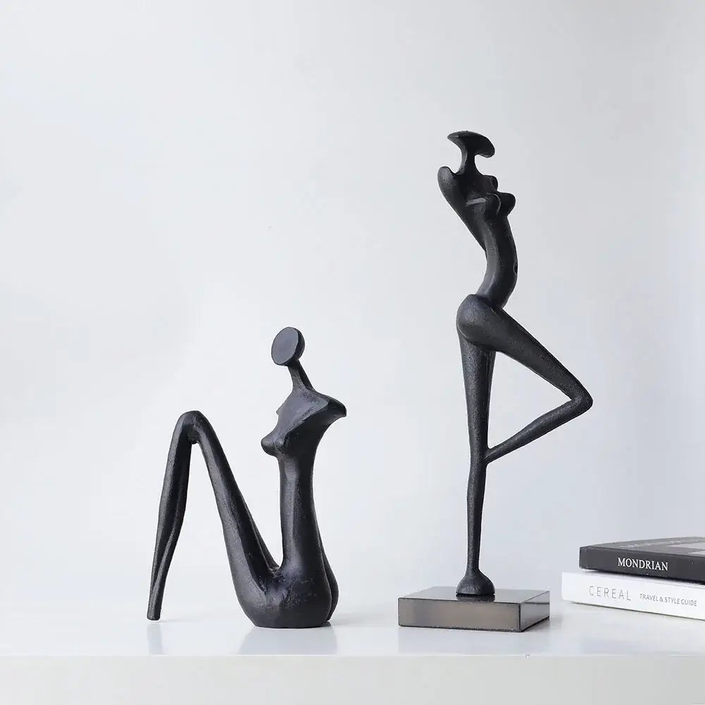 Abstract red resin female figure sculpture living room decor