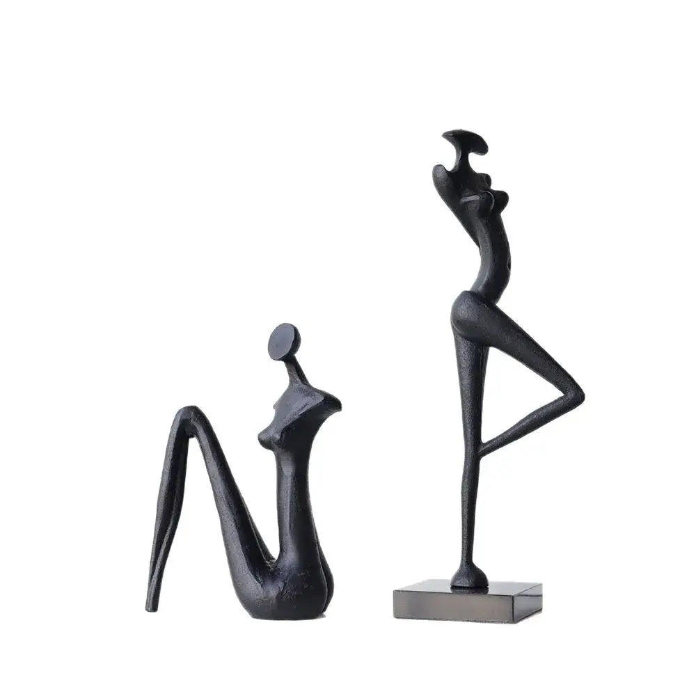 Abstract red resin female figure sculpture living room decor