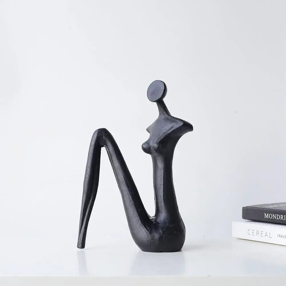 Abstract red resin female figure sculpture living room decor