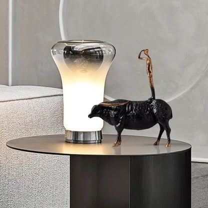 Abstract black yak golden cow metal sculpture living room decor