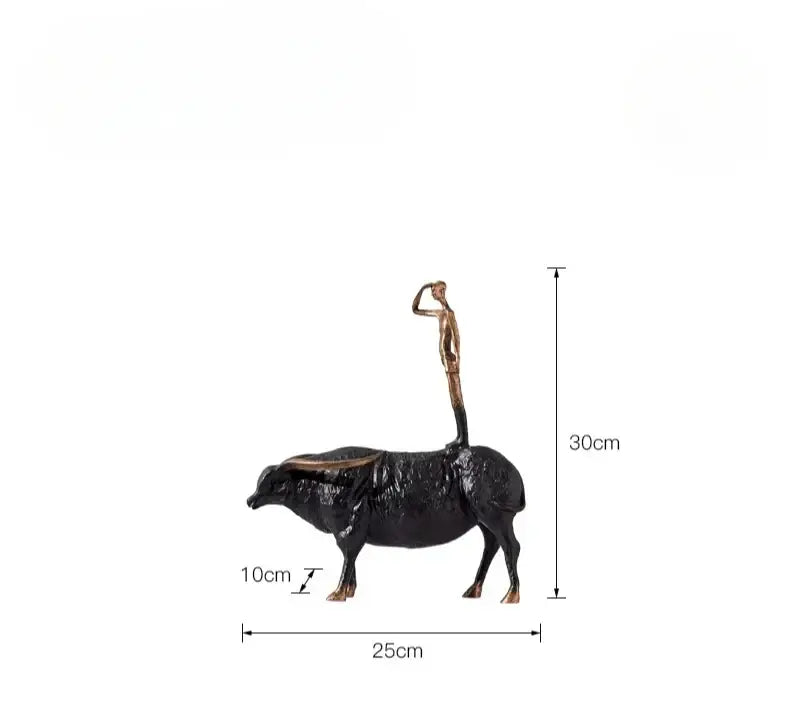 Abstract black yak golden cow metal sculpture living room decor