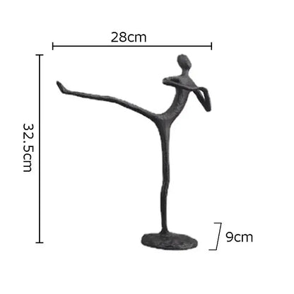 Abstract cast iron acrobatics sculpture living room hoop decor