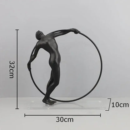 Abstract cast iron acrobatics sculpture living room hoop decor