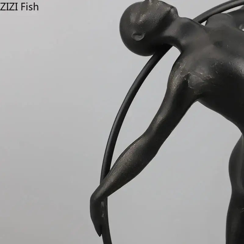 Abstract cast iron acrobatics sculpture living room hoop decor