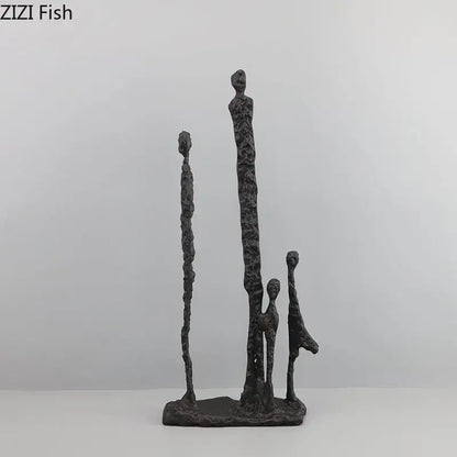 Modern abstract black iron figure sculpture living room dancer decor
