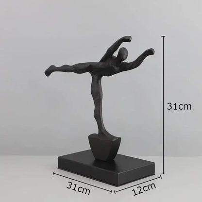 Modern abstract black iron figure sculpture living room dancer decor