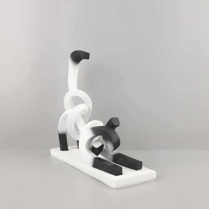 Pink & black abstract cat sculpture bedroom art