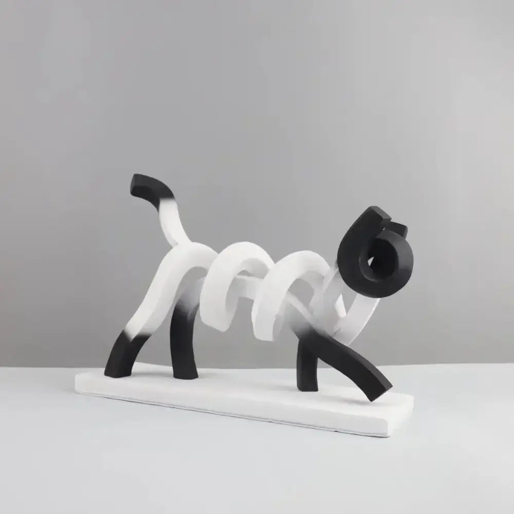 Pink & black abstract cat sculpture bedroom art