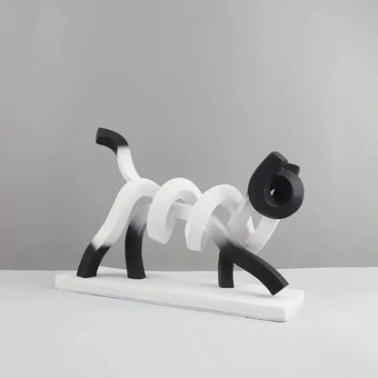 Pink & black abstract cat sculpture bedroom art