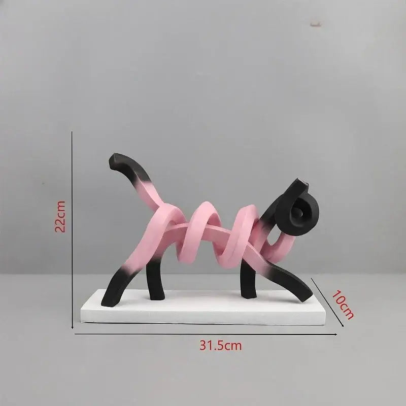 Pink & black abstract cat sculpture bedroom art