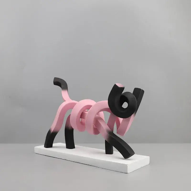 Pink & black abstract cat sculpture bedroom art