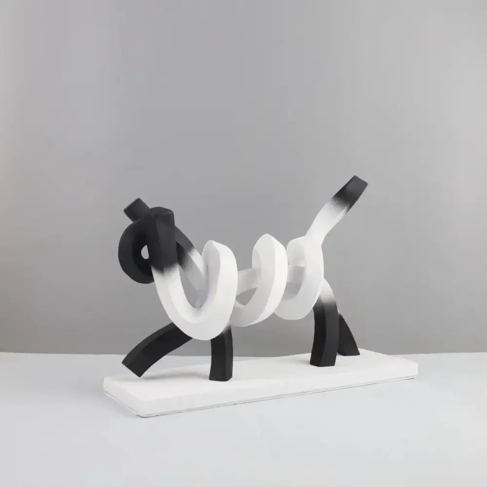 Pink & black abstract cat sculpture bedroom art