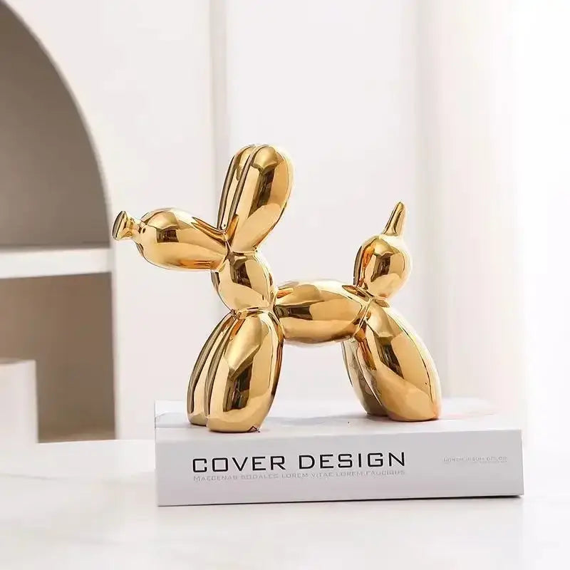 Abstract metallic ceramic balloon dog office decor statues