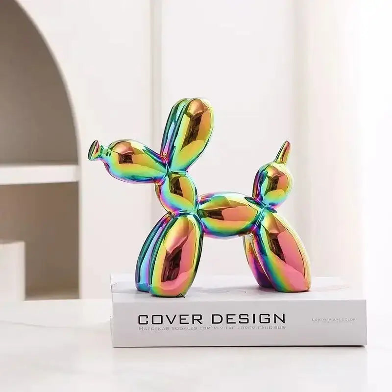 Abstract metallic ceramic balloon dog office decor statues