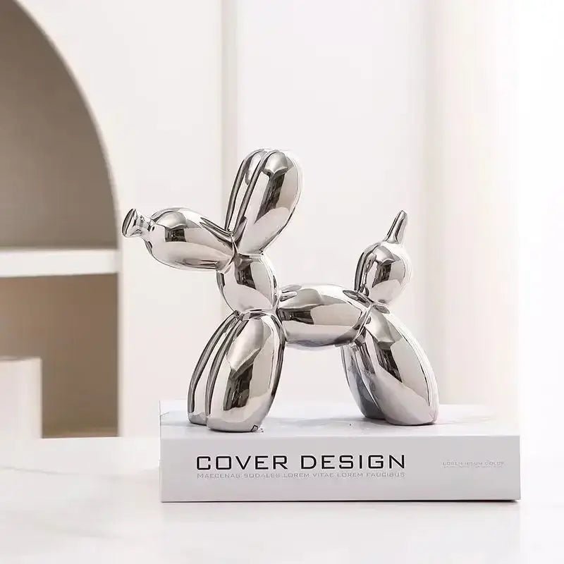 Abstract metallic ceramic balloon dog office decor statues