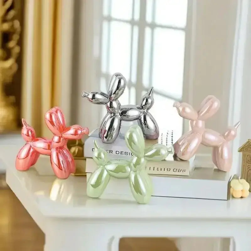 Abstract metallic ceramic balloon dog office decor statues