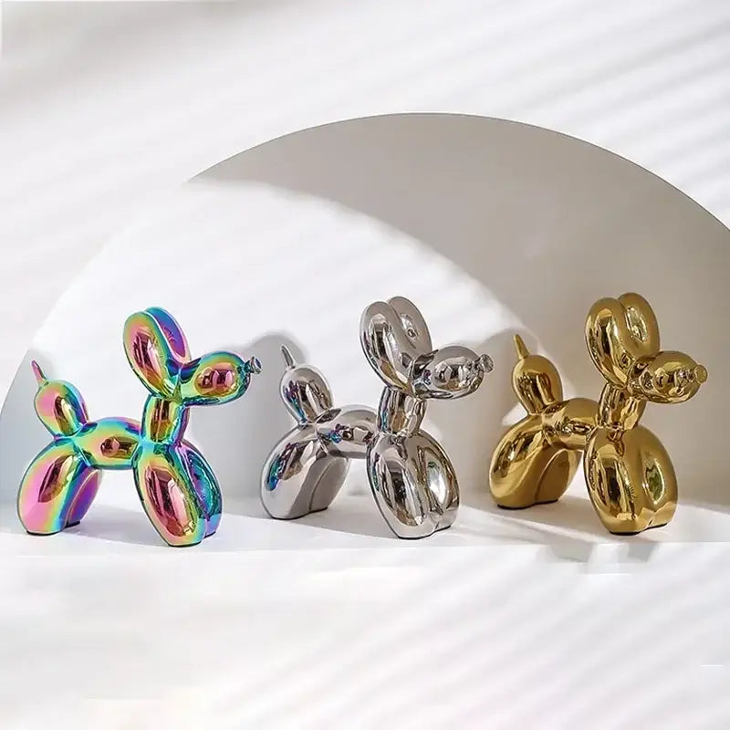 Abstract metallic ceramic balloon dog office decor statues