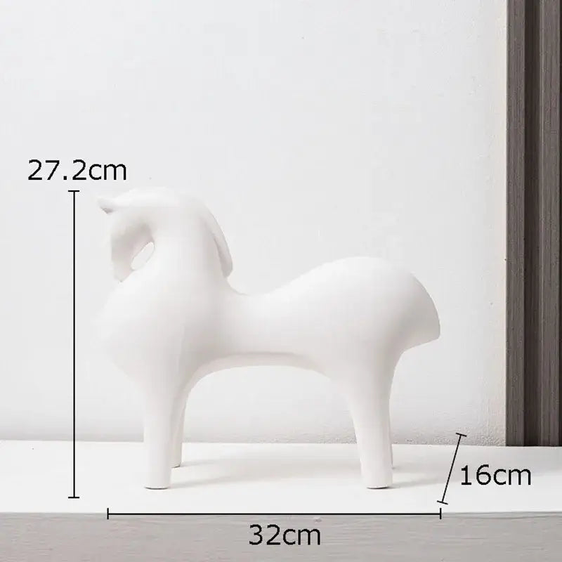 Minimalist matte blue abstract ceramic horse sculpture living room