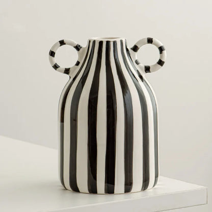 DecorBites™ Abstract Ceramic Hydroponic Vase, Black & White