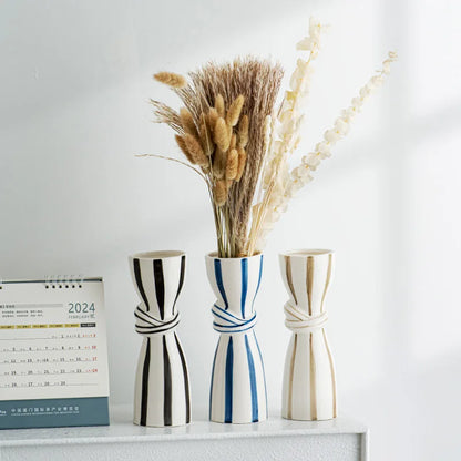 DecorBites™ Abstract Ceramic Hydroponic Vase, Black & White